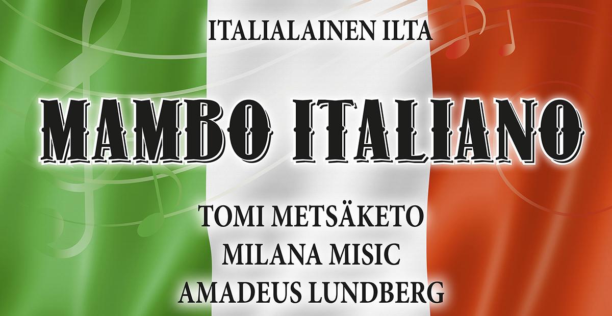konsertin mainos teksteillä ja Italian lipulla